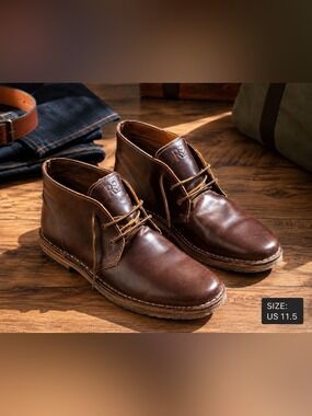 NWOT Kenneth Cole Reaction Uptown Brown Leather Chukka Boots Mens 11.5 Dressy